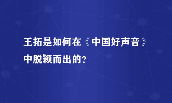 王拓是如何在《中国好声音》中脱颖而出的？