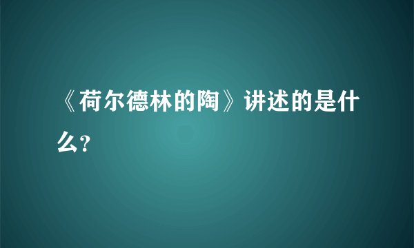 《荷尔德林的陶》讲述的是什么？