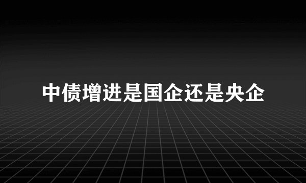 中债增进是国企还是央企