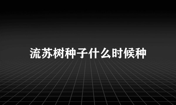 流苏树种子什么时候种