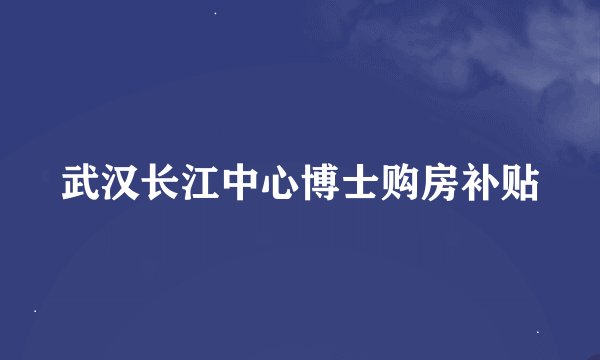 武汉长江中心博士购房补贴