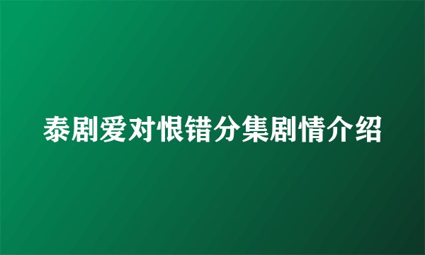 泰剧爱对恨错分集剧情介绍