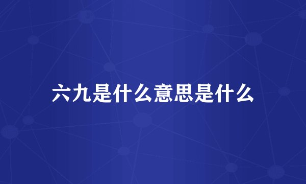 六九是什么意思是什么