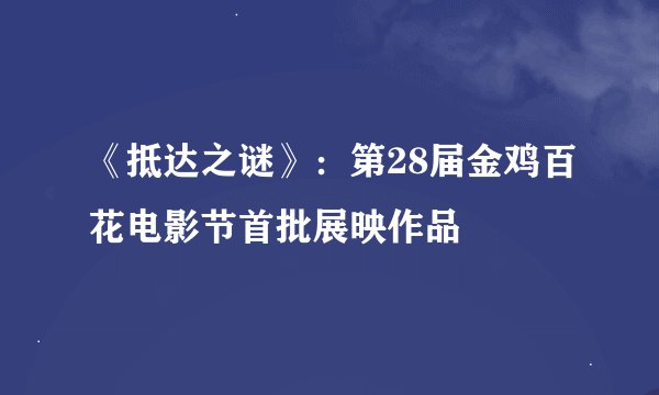 《抵达之谜》:第28届金鸡百花电影节首批展映作品