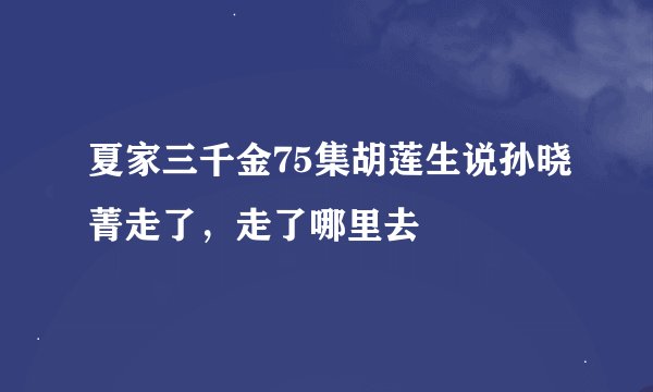 夏家三千金75集胡莲生说孙晓菁走了，走了哪里去
