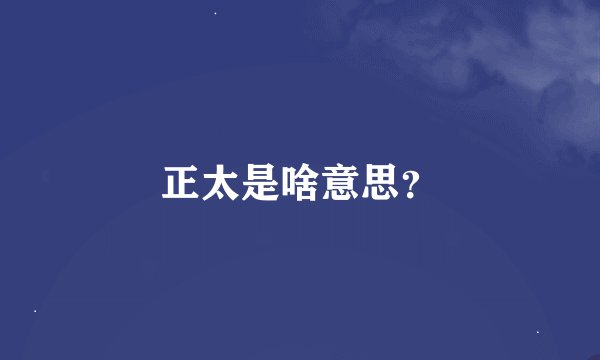 正太是啥意思？