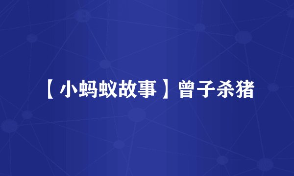 【小蚂蚁故事】曾子杀猪