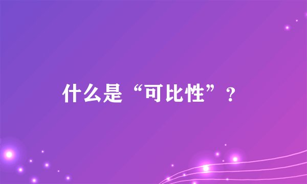 什么是“可比性”？
