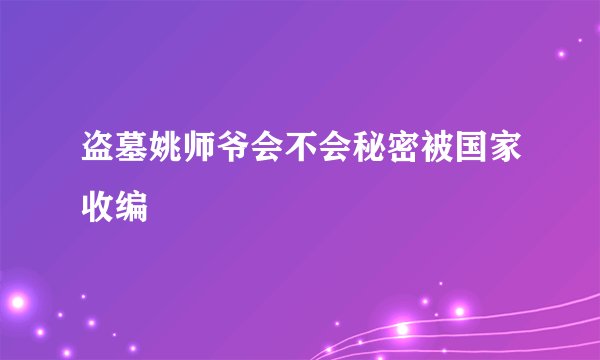 盗墓姚师爷会不会秘密被国家收编