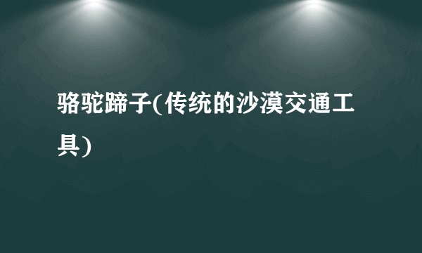 骆驼蹄子(传统的沙漠交通工具)