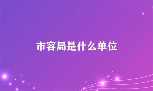 市容局是什么单位