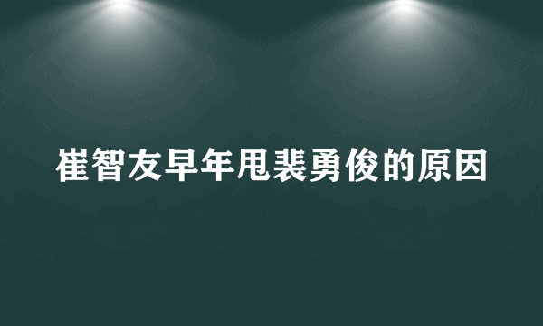 崔智友早年甩裴勇俊的原因