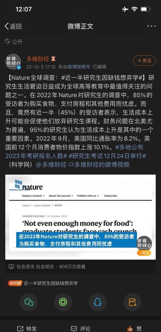 近一半研究生因缺钱想弃学