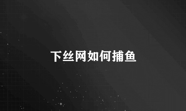 下丝网如何捕鱼
