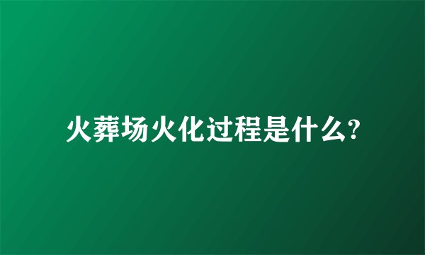 火葬场火化过程是什么?
