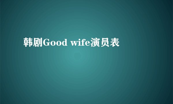韩剧Good wife演员表