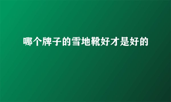 哪个牌子的雪地靴好才是好的
