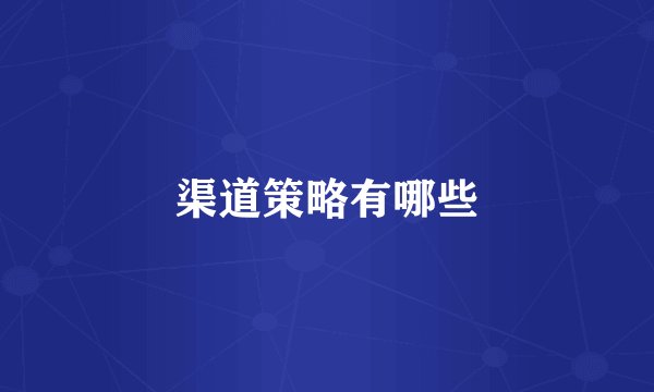 渠道策略有哪些