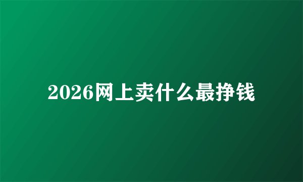 2026网上卖什么最挣钱