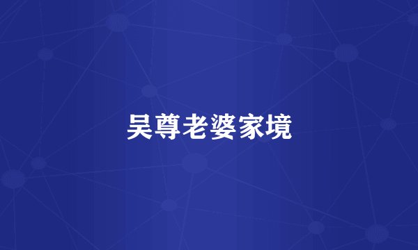 吴尊老婆家境