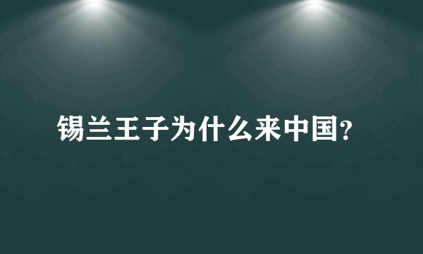锡兰王子为什么来中国？
