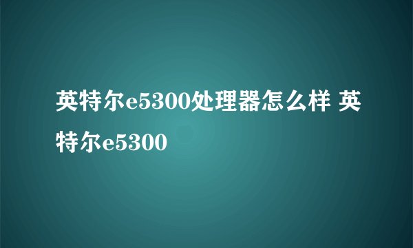 英特尔e5300处理器怎么样 英特尔e5300