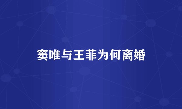 窦唯与王菲为何离婚