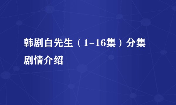 韩剧白先生（1-16集）分集剧情介绍