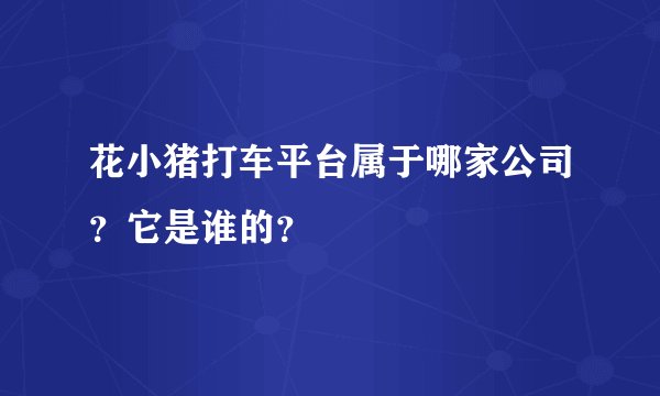 花小猪打车平台属于哪家公司？它是谁的？