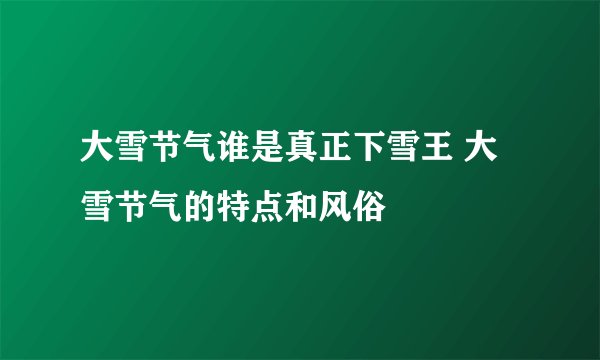 大雪节气谁是真正下雪王 大雪节气的特点和风俗