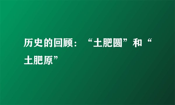 历史的回顾：“土肥圆”和“土肥原”