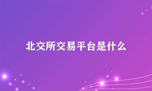 北交所交易平台是什么