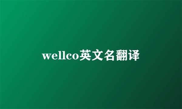 wellco英文名翻译