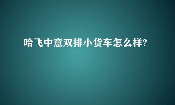 哈飞中意双排小货车怎么样?