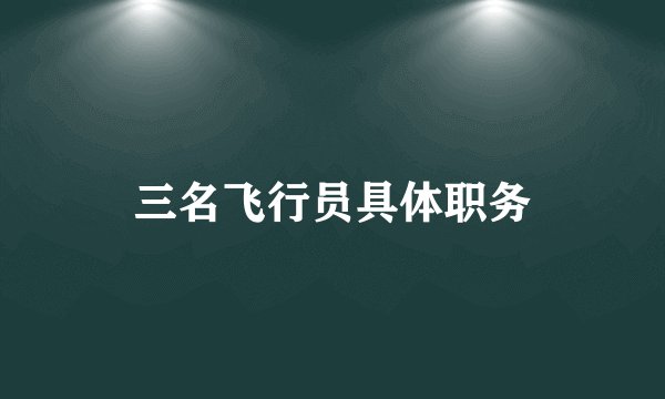 三名飞行员具体职务