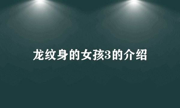 龙纹身的女孩3的介绍