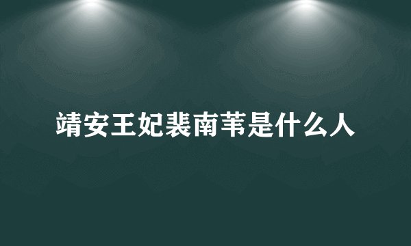靖安王妃裴南苇是什么人