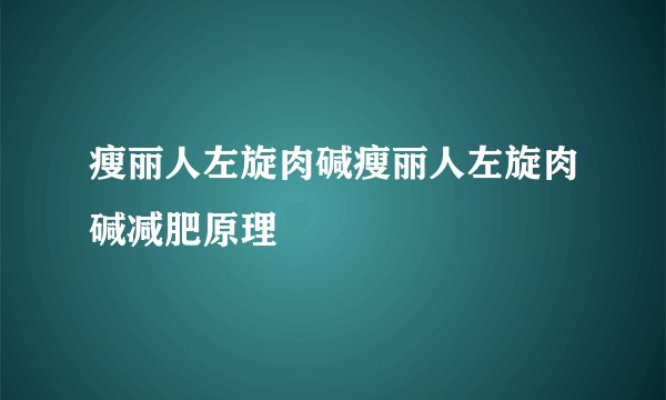 瘦丽人左旋肉碱瘦丽人左旋肉碱减肥原理