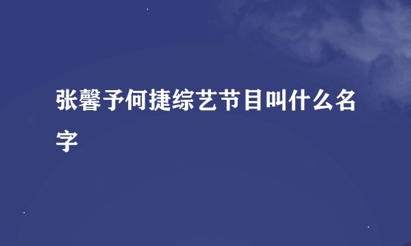 张馨予何捷综艺节目叫什么名字