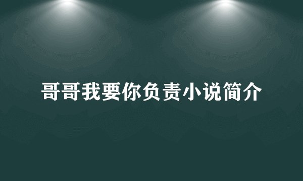 哥哥我要你负责小说简介