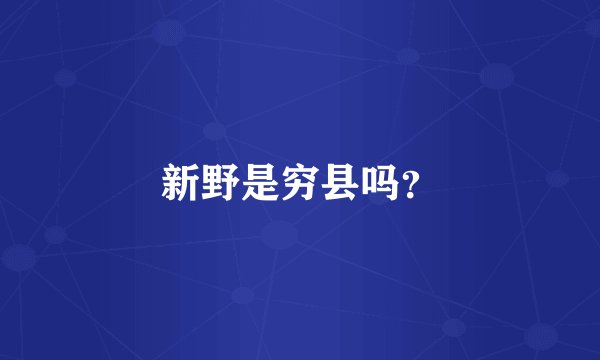 新野是穷县吗？