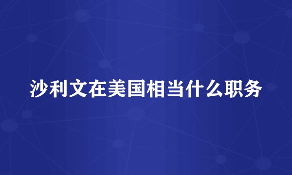 沙利文在美国相当什么职务