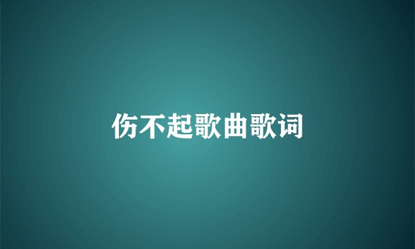 伤不起歌曲歌词