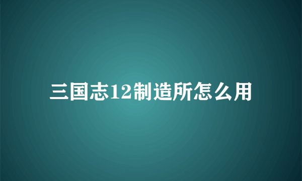 三国志12制造所怎么用