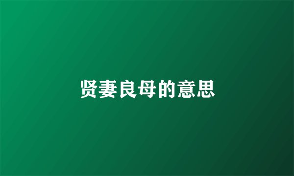 贤妻良母的意思