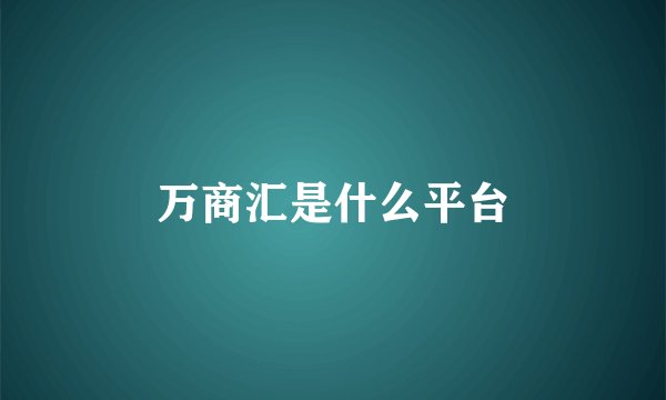 万商汇是什么平台