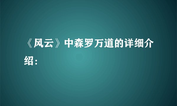 《风云》中森罗万道的详细介绍：