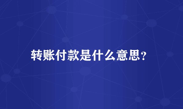 转账付款是什么意思？