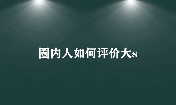 圈内人如何评价大s