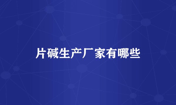 片碱生产厂家有哪些